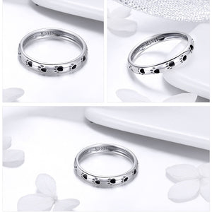 Sterling Silver Stackable Dog Cat Footprints Finger Rings for Women Wedding Ring Jewelry