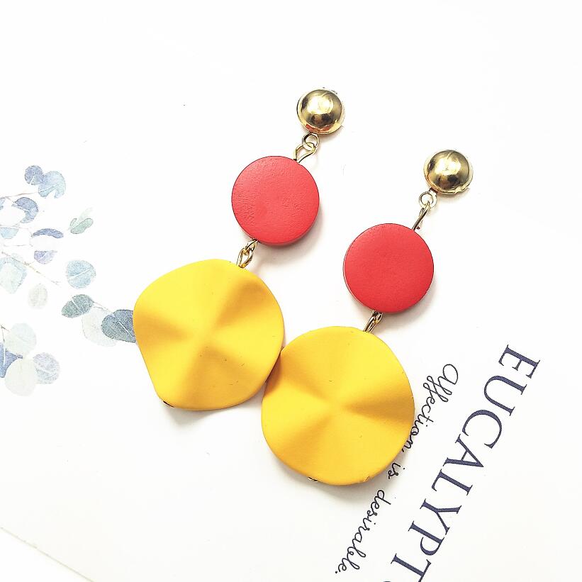 New Long Big wave Round Earrings For Women Korean Dangle Geometric Drop